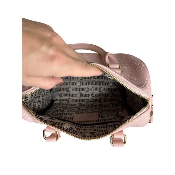 Juicy Couture Pink Embossed Leather Satchel With Heart Charm‎ & Chain Strap - Picture 7 of 11